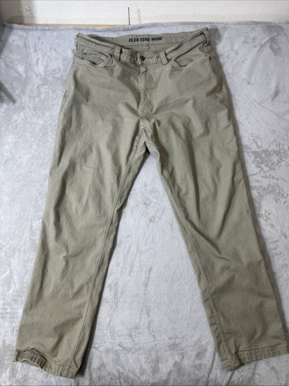Duluth Trading Flex Fire Hose Pants 38x34 Khaki Workwear Utility Mens